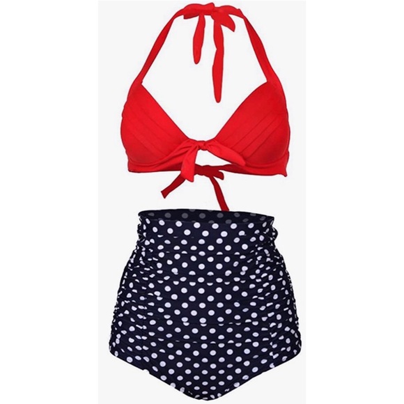 Retro 50s High Waisted Bikini Swimsuit - Picture 1 of 2